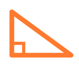 Triangle rectangle orange minimaliste avec angle droit marqué, icône géométrique pour occi fomation au tarn
